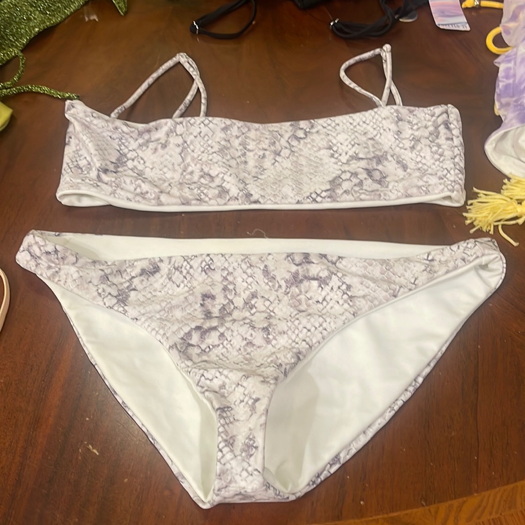 Large Gray White Python Bikini Set
